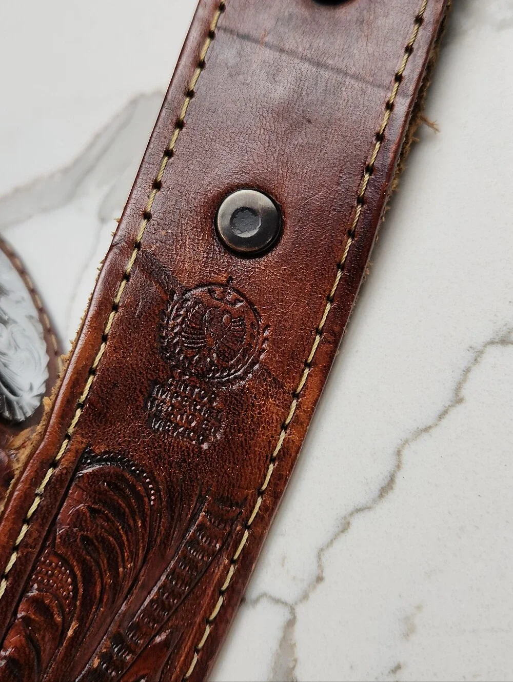 Cintos Imperial Size 42 Hand-Tooled Western Leather Belt – Made in Mexico